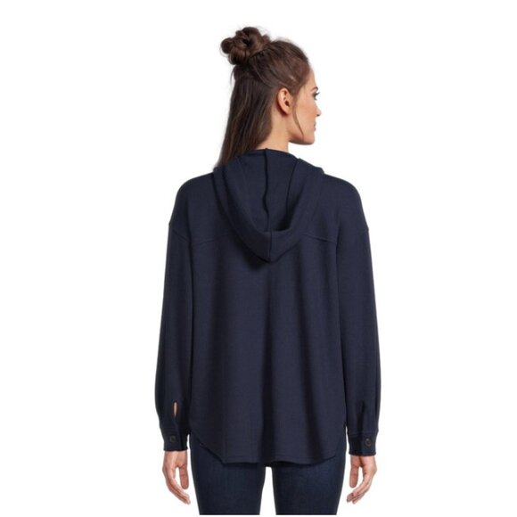 Time and Tru Women's Ribbed Hooded Shacket, Size L (12-14) - Picture 3 of 4